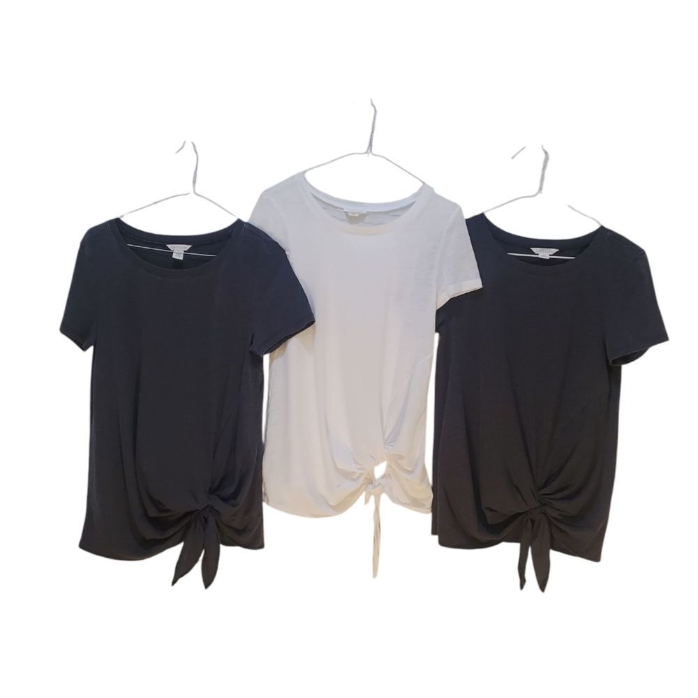 Caslon Knot-Hem T-Shirts Bundle, Short Sleeve, Casual Tee, XS